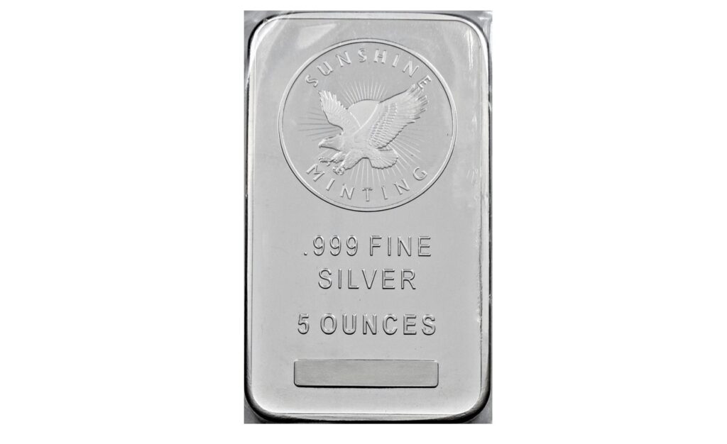 Sunshine Minting SI  USA 5 oz .999 Silver BAR UNC++ / 4 Available - Image 2