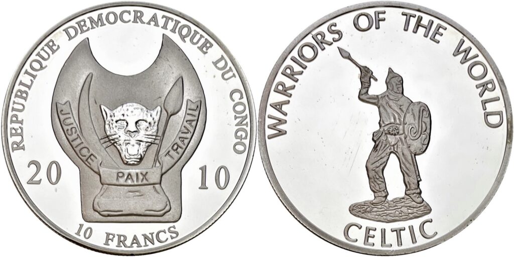 Congo Democratic Rep 2010 10 Francs (Celtic Warrior) UNC64